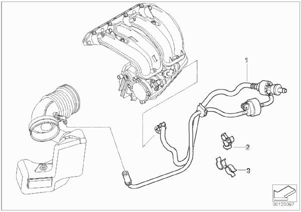 Двигатель с вакуумной сист.управления для BMW E46 316Ci N40 (схема запчастей)