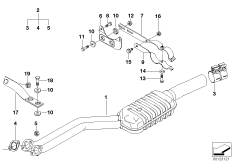 Катализатор/передний доп.глушитель для BMW E39 520i M52 (схема запасных частей)