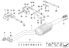 Катализатор/передний доп.глушитель для BMW Z3 Z3 2.8 M52 (схема запасных частей)