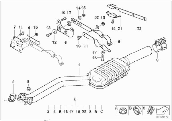 Катализатор/передний доп.глушитель для BMW Z3 Z3 2.0 M52 (схема запчастей)