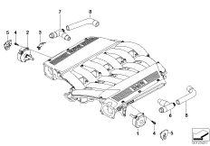 Система вентиляции картера для BMW E65 760i N73 (схема запасных частей)