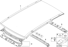 крыша для BMW E53 X5 3.0d M57N (схема запасных частей)