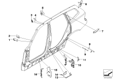 Детали из шумопогл.матер.в полост.боков. для BMW E83 X3 2.0i N46 (схема запасных частей)