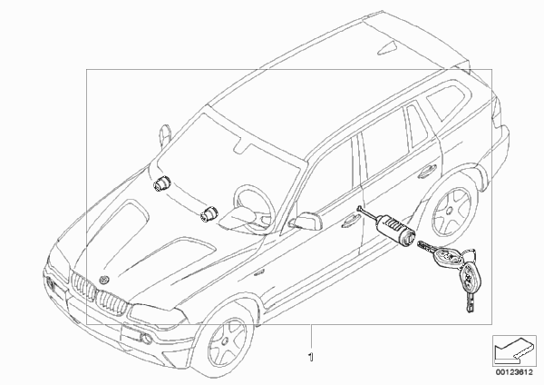 одновременное запирание для BMW E83N X3 2.5si N52N (схема запчастей)