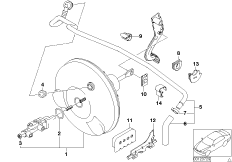 Вакуумный усилитель тормозов для BMW E46 330d M57 (схема запасных частей)