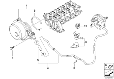 Вакуумный насос с трубопроводом для BMW E46 320Cd M47N (схема запасных частей)