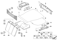 Обшивка багажного отделения для BMW E65 730i M54 (схема запасных частей)