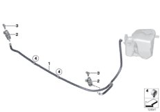 Шлангопроводы системы омывателей фар для BMW RR3 Coupé N73 (схема запасных частей)