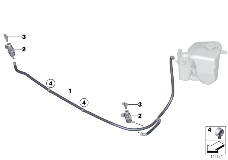 Шлангопроводы системы омывателей фар для BMW RR3 Coupé N73 (схема запчастей)