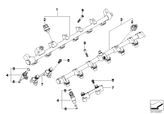 Распределительный трубопровод-форсунка для BMW E66 760Li N73 (схема запасных частей)
