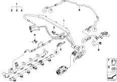Система впрыска - топливопровод для BMW E66 760Li N73 (схема запасных частей)