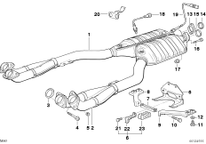 Катализатор/передний доп.глушитель для BMW E32 730i M60 (схема запасных частей)