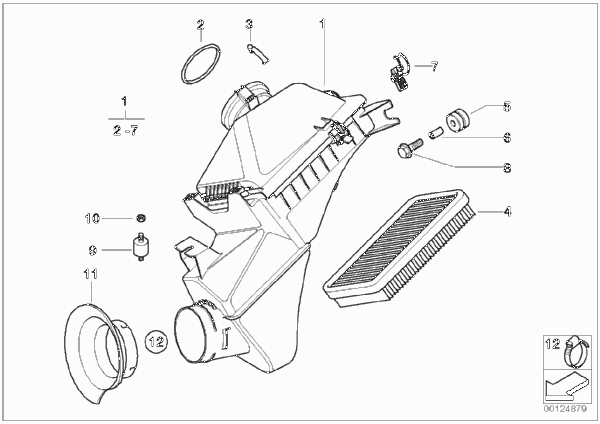 Глушитель шума всасывания воздуха для BMW E52 Z8 S62 (схема запчастей)