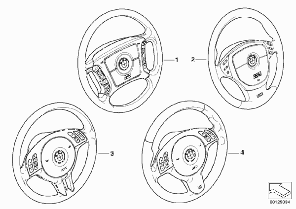 К-т доосн.многофункц. рулевым колесом для BMW E39 540i M62 (схема запчастей)