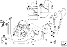 Форсунки/трубопроводы распред.магистрали для BMW E39 520d M47 (схема запасных частей)