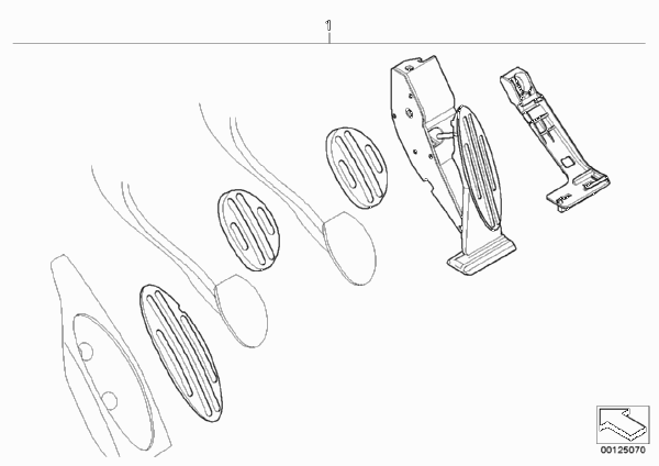 К-т накладок на педали из нерж.стали для MINI R50 One D W17 (схема запчастей)