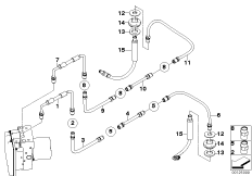 Трубопровод тормозного привода Зд для BMW E63N 650i N62N (схема запасных частей)