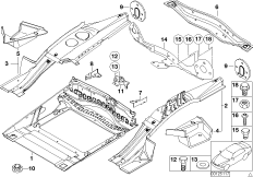 Дополнит.элементы пола багажника для BMW E53 X5 3.0d M57N (схема запасных частей)