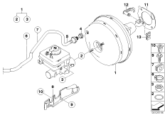 Вакуумный усилитель тормозов для BMW E61 520d M47N2 (схема запасных частей)