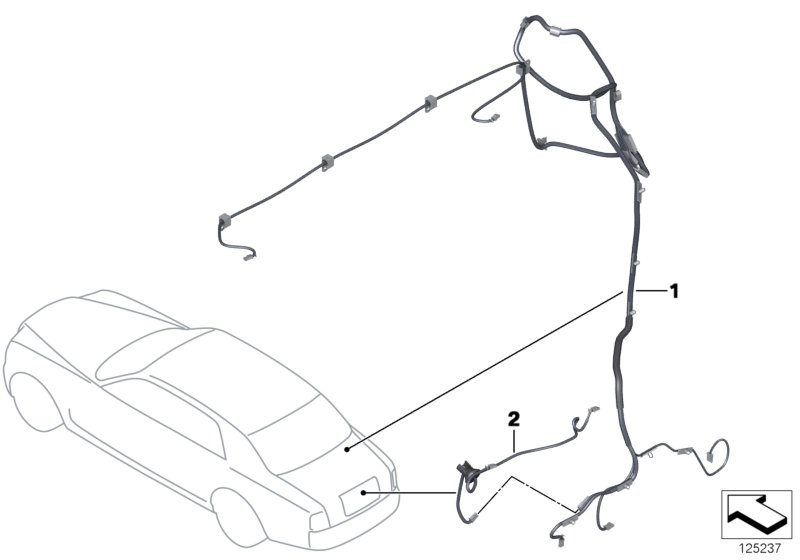 Жгут проводов багажника для BMW RR1 Phantom EWB N73 (схема запчастей)