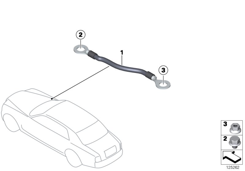 Перемычка соединения капота с массой для BMW RR3 Coupé N73 (схема запчастей)