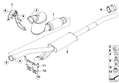 Катализатор/передний доп.глушитель для BMW E65 730d M57N2 (схема запасных частей)