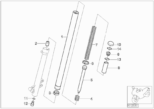 Неподвижная труба вилки/амортизатор для MOTO K14 F 650 CS 04 (0177,0187) 0 (схема запчастей)