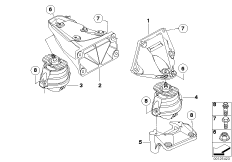 Подвеска двигателя для BMW E61 525i M54 (схема запасных частей)