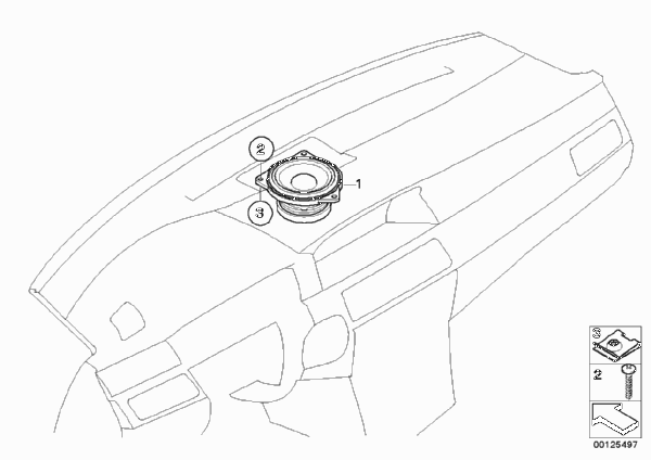 Детали Top-HiFi в панели приборов для BMW E63 645Ci N62 (схема запчастей)