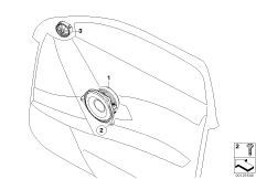 Детали стереосистемы на Пд двери для BMW E60 525i N52 (схема запасных частей)