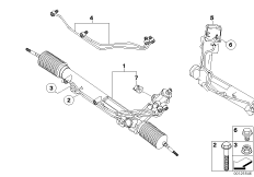 Рулевой механизм с гидроусилителем для BMW E53 X5 3.0d M57N (схема запасных частей)