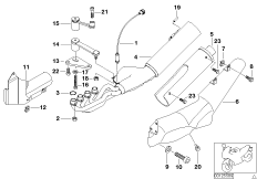 Детали системы выпуска ОГ с креплением для BMW 89V3 K 1200 LT 99 (0545,0555) 0 (схема запасных частей)