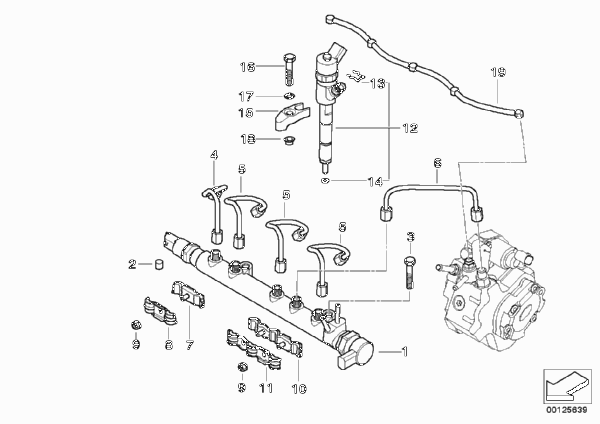 Ресивер/инжектор/провод для BMW R50 One D W17 (схема запчастей)