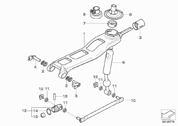 Механизм переключения передач МКПП для BMW E60 530i M54 (схема запчастей)