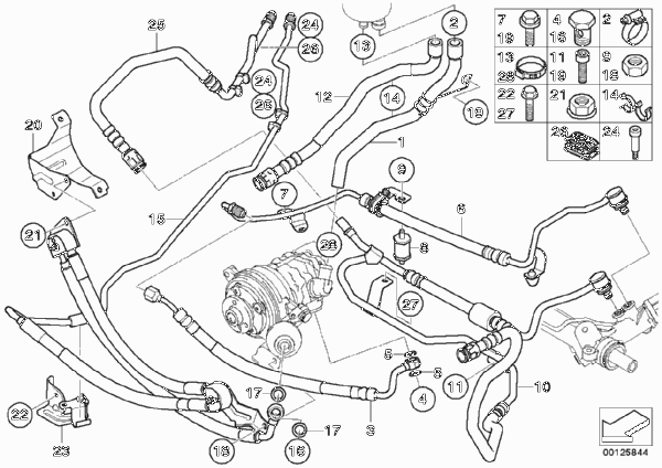 Трубопр.гидроус.рул.упр./Dynamic Drive для BMW E65 745d M67N (схема запчастей)