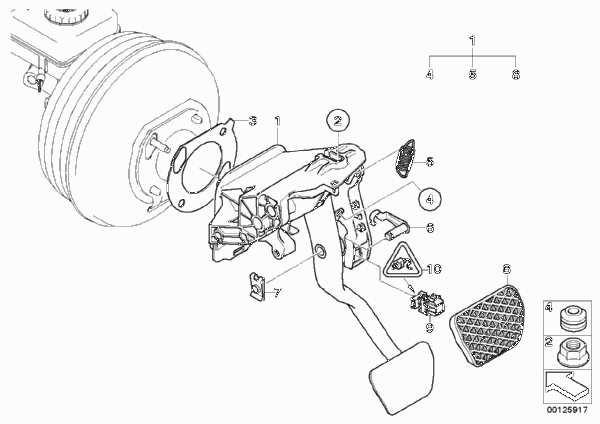 Педальный механизм для BMW E61N 525xd M57N2 (схема запчастей)