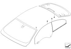 Остекление для BMW E63N 630i N53 (схема запасных частей)