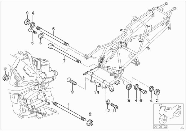 Подвеска двигателя для BMW K30 R 1200 CL (0442,0496) 0 (схема запчастей)