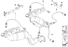 Лямбда-зонд/дополнительные элементы для BMW E60 525i M54 (схема запасных частей)