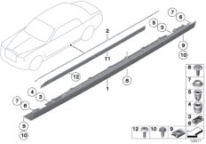 Накладка порог / арка колеса для BMW RR3 Coupé N73 (схема запасных частей)