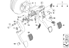 Педальный механизм с возвратн.пружиной для BMW E61N 530i N52N (схема запасных частей)