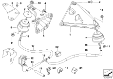 Подвеска двигателя для BMW E46 330d M57 (схема запасных частей)