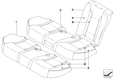 Инд.обивка задн.базового сиденья U7 для BMW E65 740d M67 (схема запасных частей)