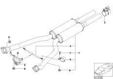 Передний дополнительный глушитель для BMW E66 760Li N73 (схема запасных частей)