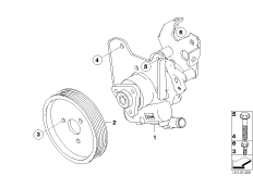Насос гидроусилителя рулевого управления для BMW E65 730i M54 (схема запасных частей)