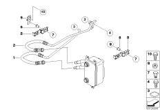 Трубопровод радиатора охл.масла КПП для BMW E65 730i M54 (схема запасных частей)