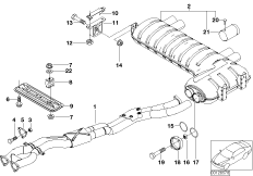Промежуточная труба/задний глушитель для BMW E46 M3 CSL S54 (схема запасных частей)