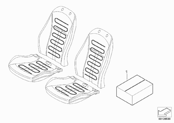 Комплект дооснащения обогрева сиденья Пд для BMW E83N X3 2.0i N46 (схема запчастей)