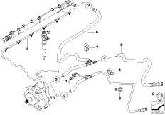Топливопроводы/элементы крепления для BMW E46 330Cd M57N (схема запасных частей)