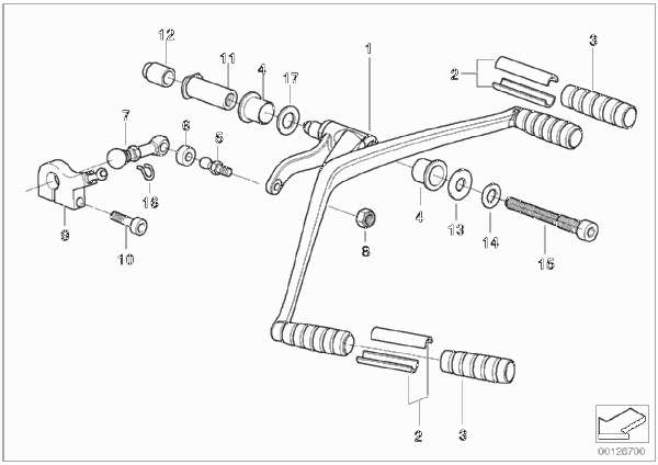 Наружные детали механизма ПП/рычаг ПП для BMW K30 R 1200 CL (0442,0496) 0 (схема запчастей)